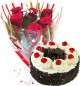 Black Forest Cake n Red Roses Bunch